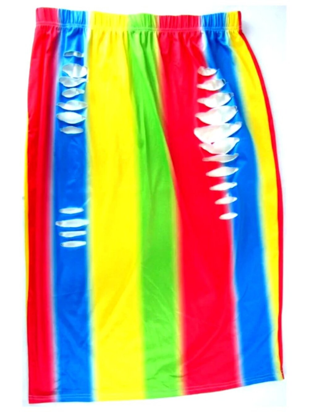 SALE! Striped Rainbow Cut Outs Yellow Red Long Skirt